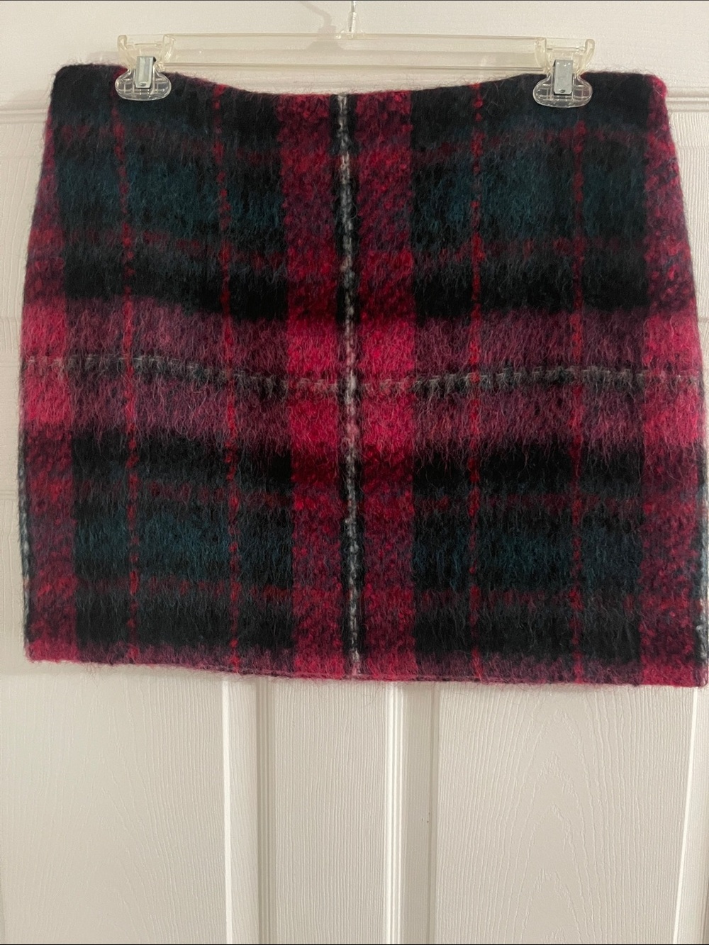 Lauren Ralph Lauren Pink and Black Plaid Faux-Mohair Mini Skirt